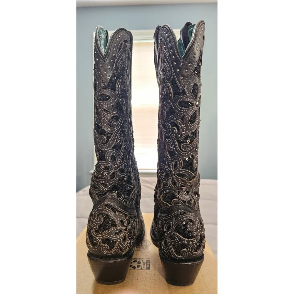 Corral® (Women's 9.5 M) Floral Overlay Diamonds & Crystals Western Boot - $300